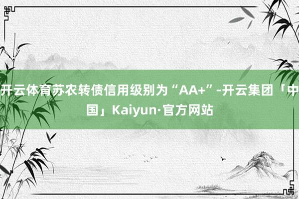 开云体育苏农转债信用级别为“AA+”-开云集团「中国」Kaiyun·官方网站